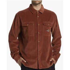 Billabong Bong Days Corduroy Button Down Shirt Stitch Logo Rust Mens Size Large